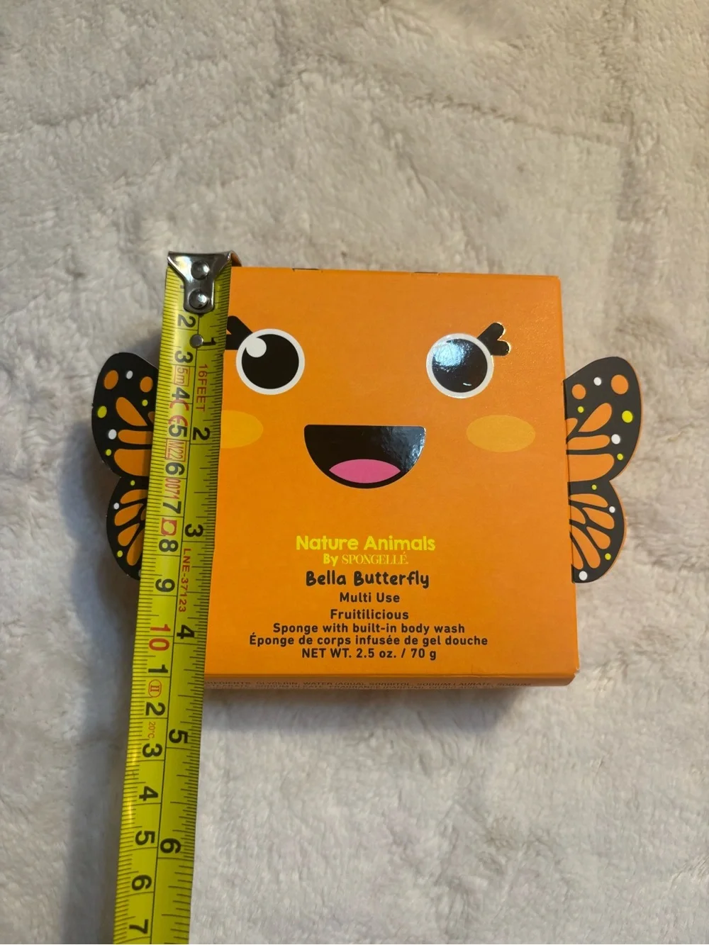 NEW Spongelle Bella Butterfly Kids Bath Sponge Orange Built-In Body Wash Fruity